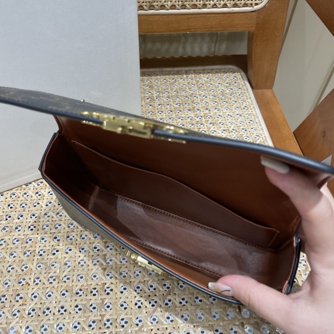CELINE CHAIN SHOULDER 20.5CM BAG 197993老花/金扣