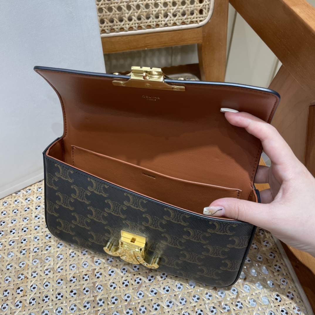 CELINE CHAIN SHOULDER 20.5CM BAG 197993老花/金扣