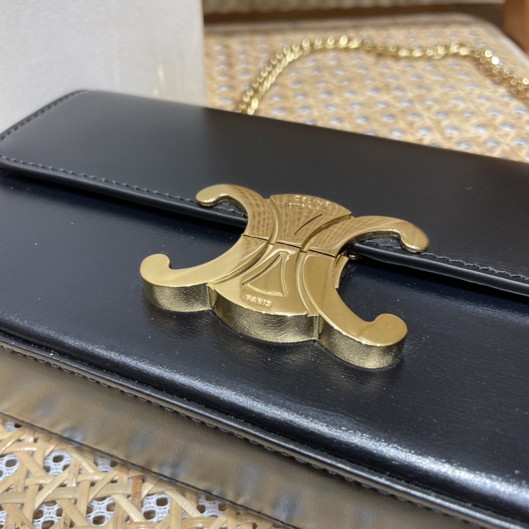 CELINE CHAIN SHOULDER 20.5CM BAG 197993黑色/金扣