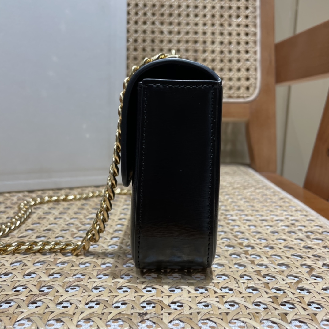 CELINE CHAIN SHOULDER 20.5CM BAG 197993黑色/金扣