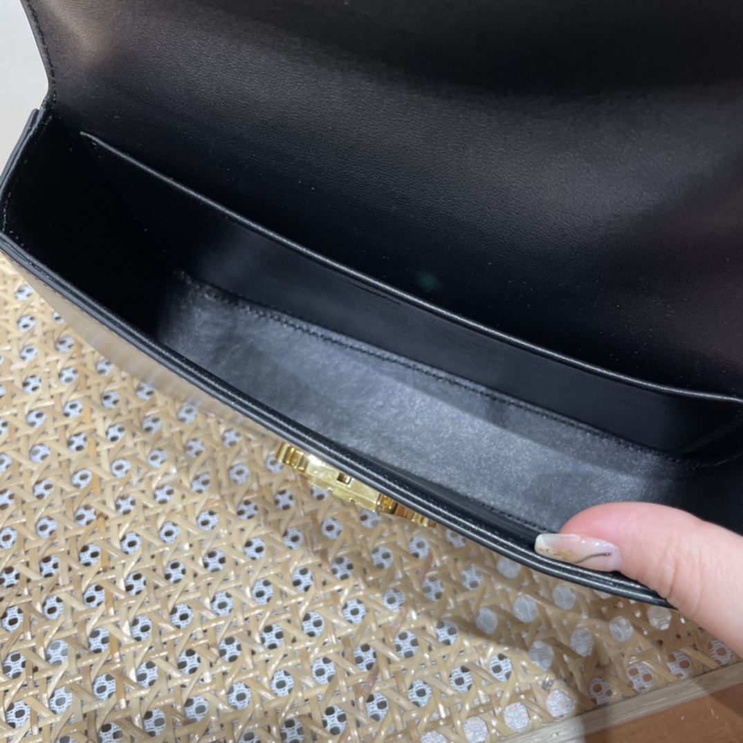 CELINE CHAIN SHOULDER 20.5CM BAG 197993黑色/金扣