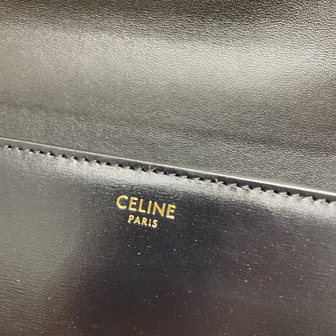 CELINE CHAIN SHOULDER 20.5CM BAG 197993黑色/金扣