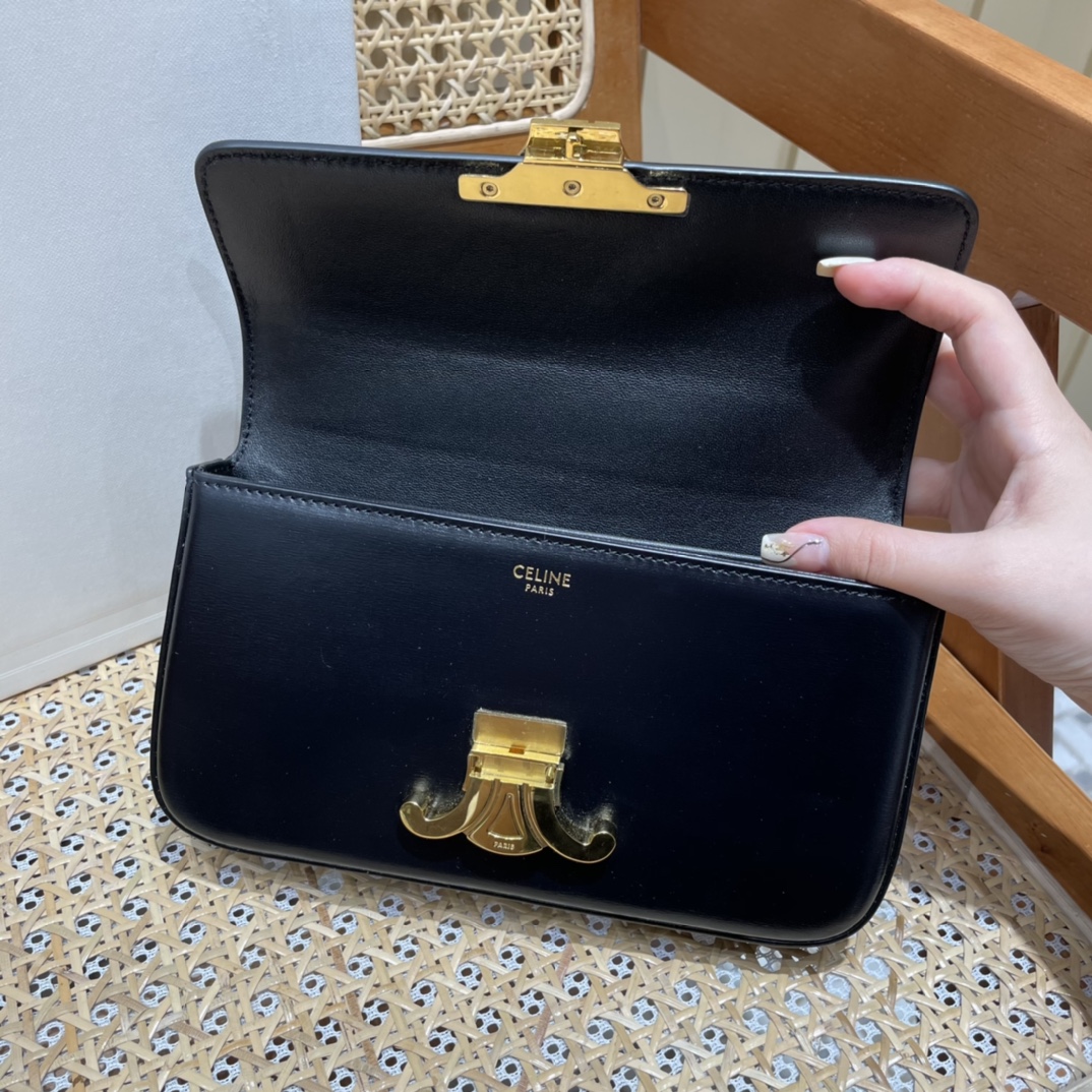CELINE CHAIN SHOULDER 20.5CM BAG 197993黑色/金扣