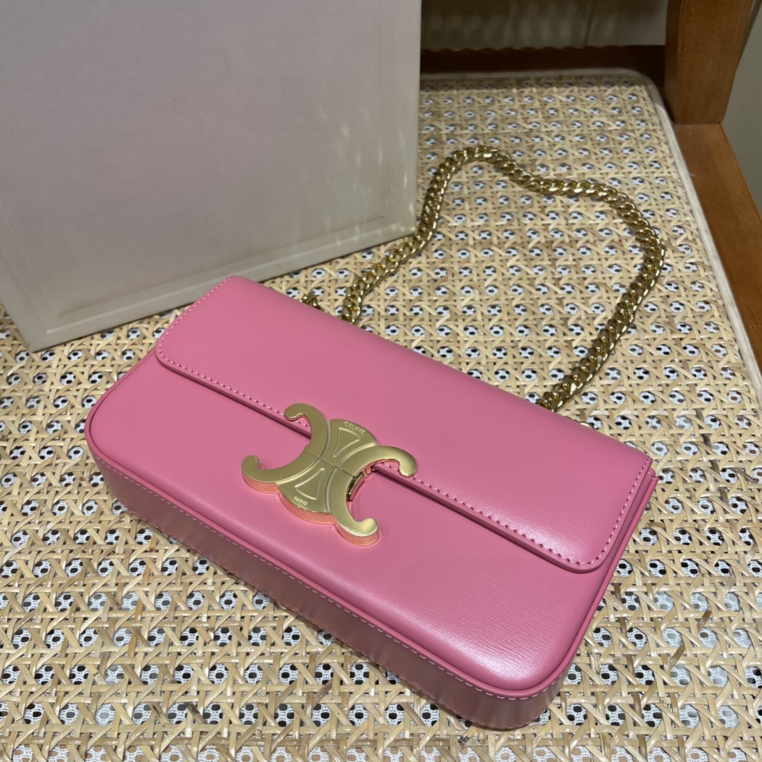 CELINE CHAIN SHOULDER 20.5CM BAG 197993粉红色