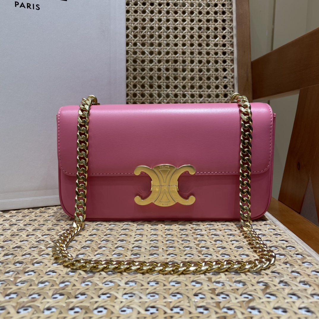 CELINE CHAIN SHOULDER 20.5CM BAG 197993粉红色