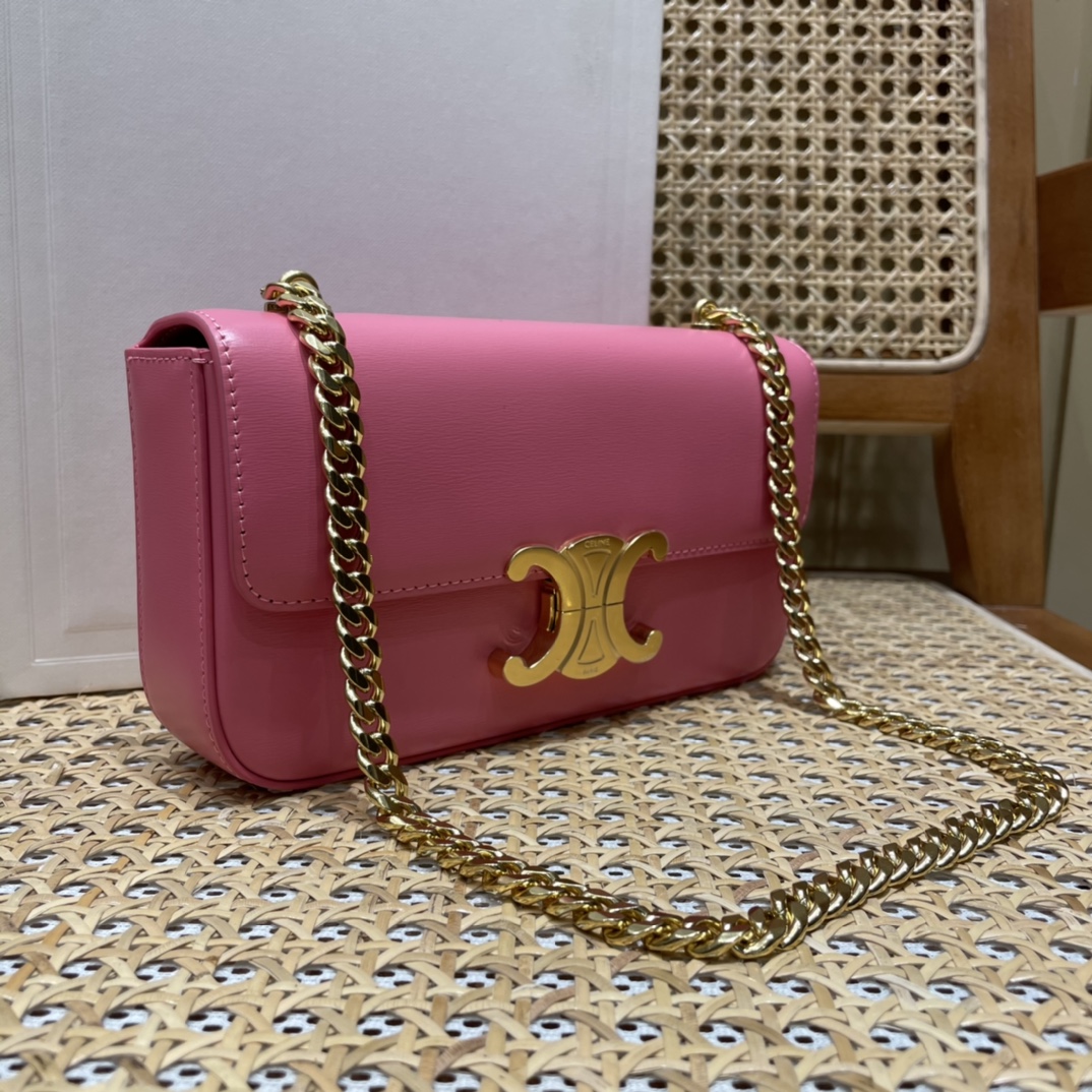 CELINE CHAIN SHOULDER 20.5CM BAG 197993粉红色