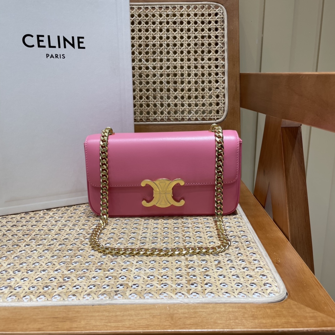 CELINE CHAIN SHOULDER 20.5CM BAG 197993粉红色
