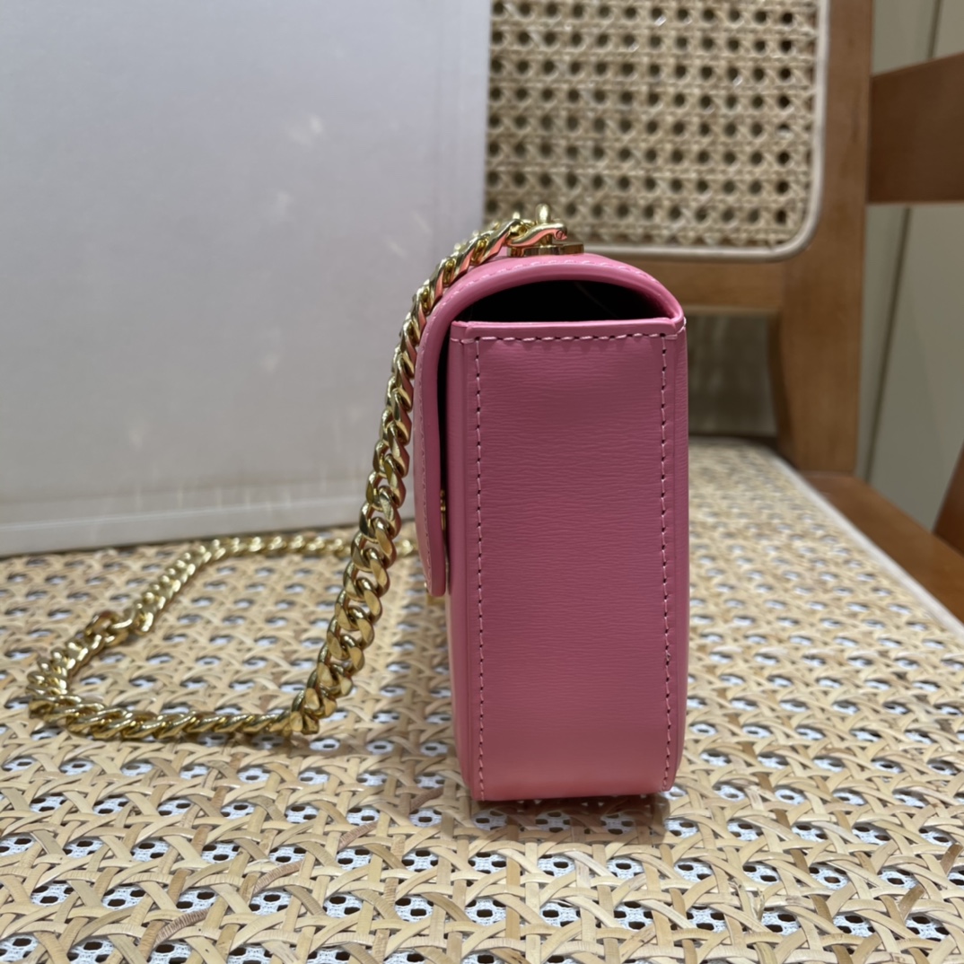 CELINE CHAIN SHOULDER 20.5CM BAG 197993粉红色
