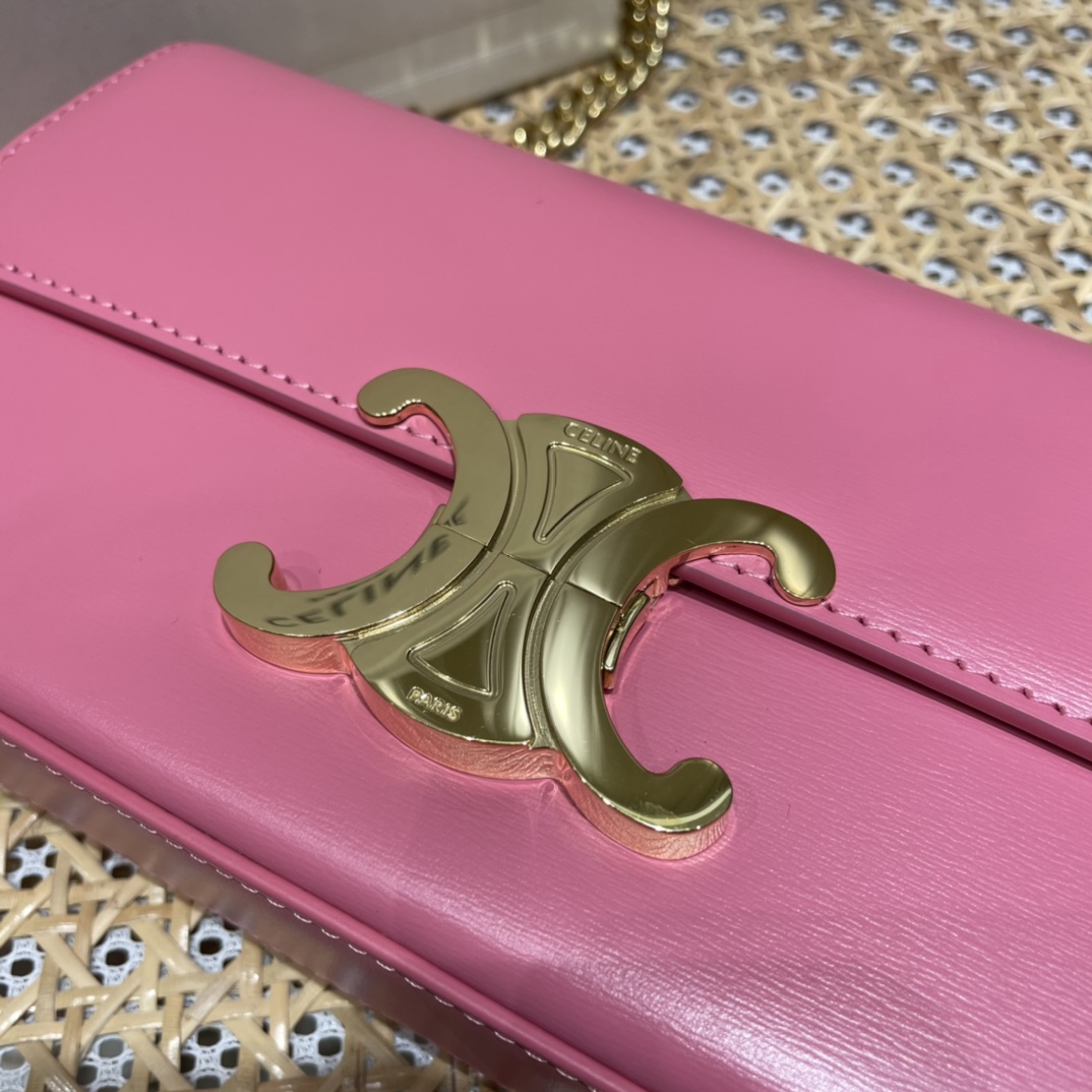 CELINE CHAIN SHOULDER 20.5CM BAG 197993粉红色