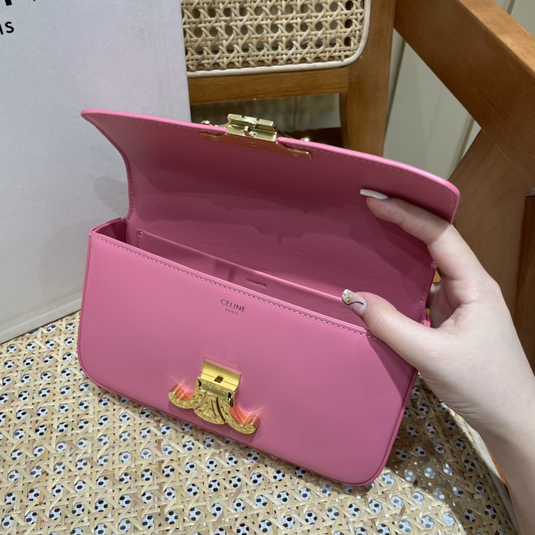 CELINE CHAIN SHOULDER 20.5CM BAG 197993粉红色