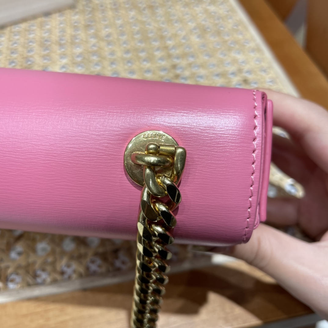 CELINE CHAIN SHOULDER 20.5CM BAG 197993粉红色