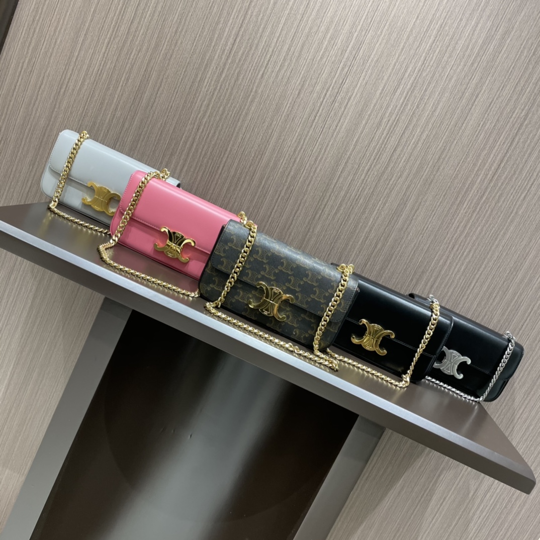 CELINE CHAIN SHOULDER 20.5CM BAG 197993老花/金扣