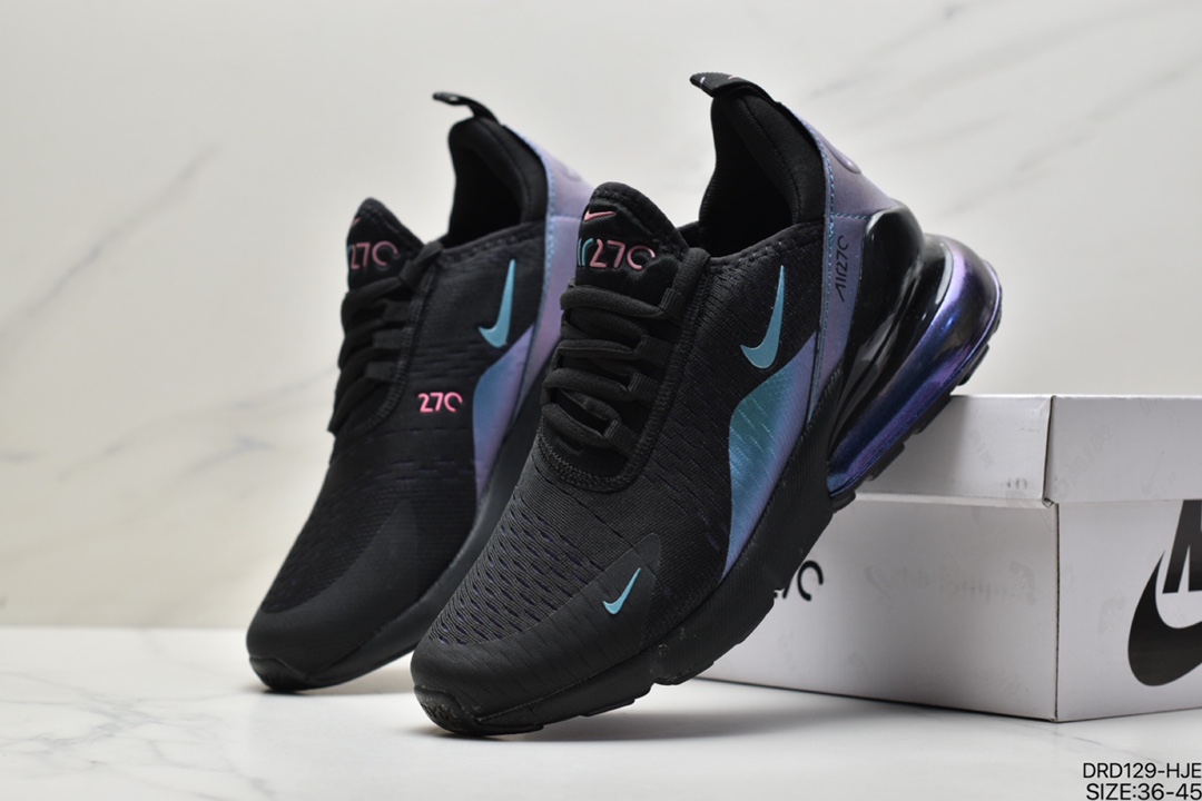 110 耐克Nike Wmns Air Max 270 React SE”Black Worldwide”270瑞亚赛车系列后半掌气垫百搭运动慢跑鞋