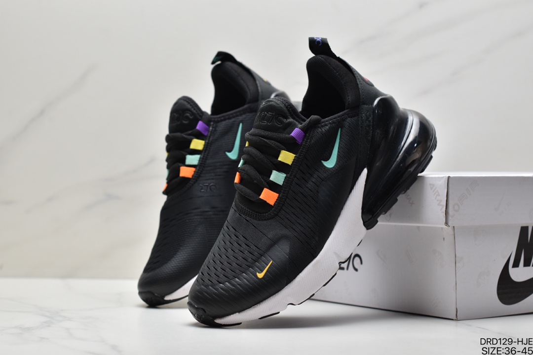 110 耐克Nike Wmns Air Max 270 React SE”Black Worldwide”270瑞亚赛车系列后半掌气垫百搭运动慢跑鞋