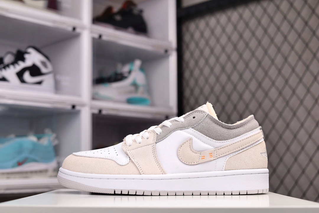 H0 公司级 Air Jordan 1 Low 白灰AJ1乔1低帮休闲板鞋 同步官方配色市场唯一独家头层皮打造 原鞋原档案开发 原厂皮料 原档冲孔鞋头 正确满胶鞋垫 四线拉帮 原厂织唛标 鞋舌高弹海绵填