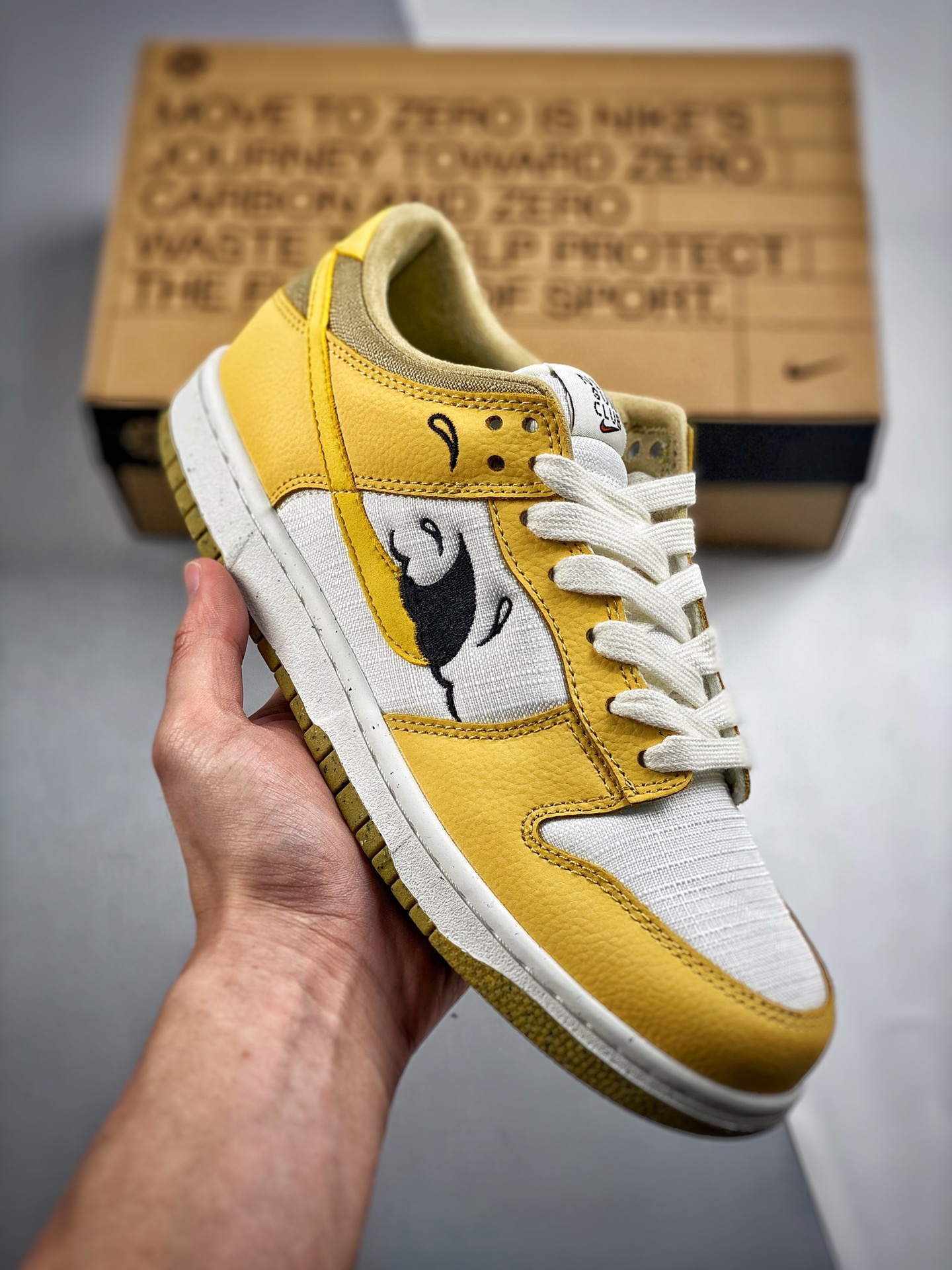 -4 Nk Dunk SB Low Blanco Amarillo Material original de capa superior, versión exclusiva procesada por destila…