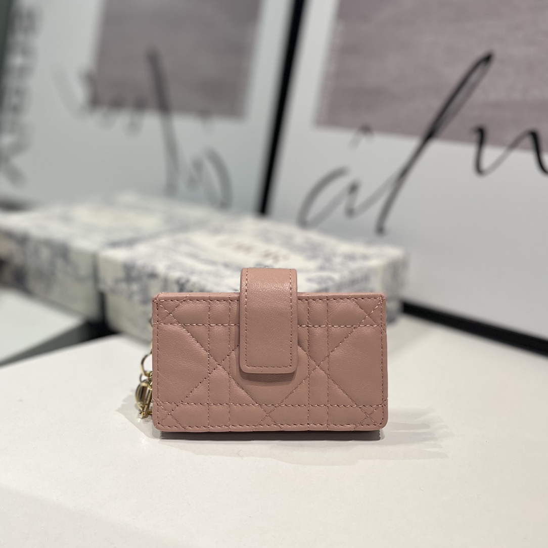 P S0074 Este tarjetero Lady Dior de cinco cuadros está decorado con pespuntes cannage clásicos, que rinden homenaje a l…