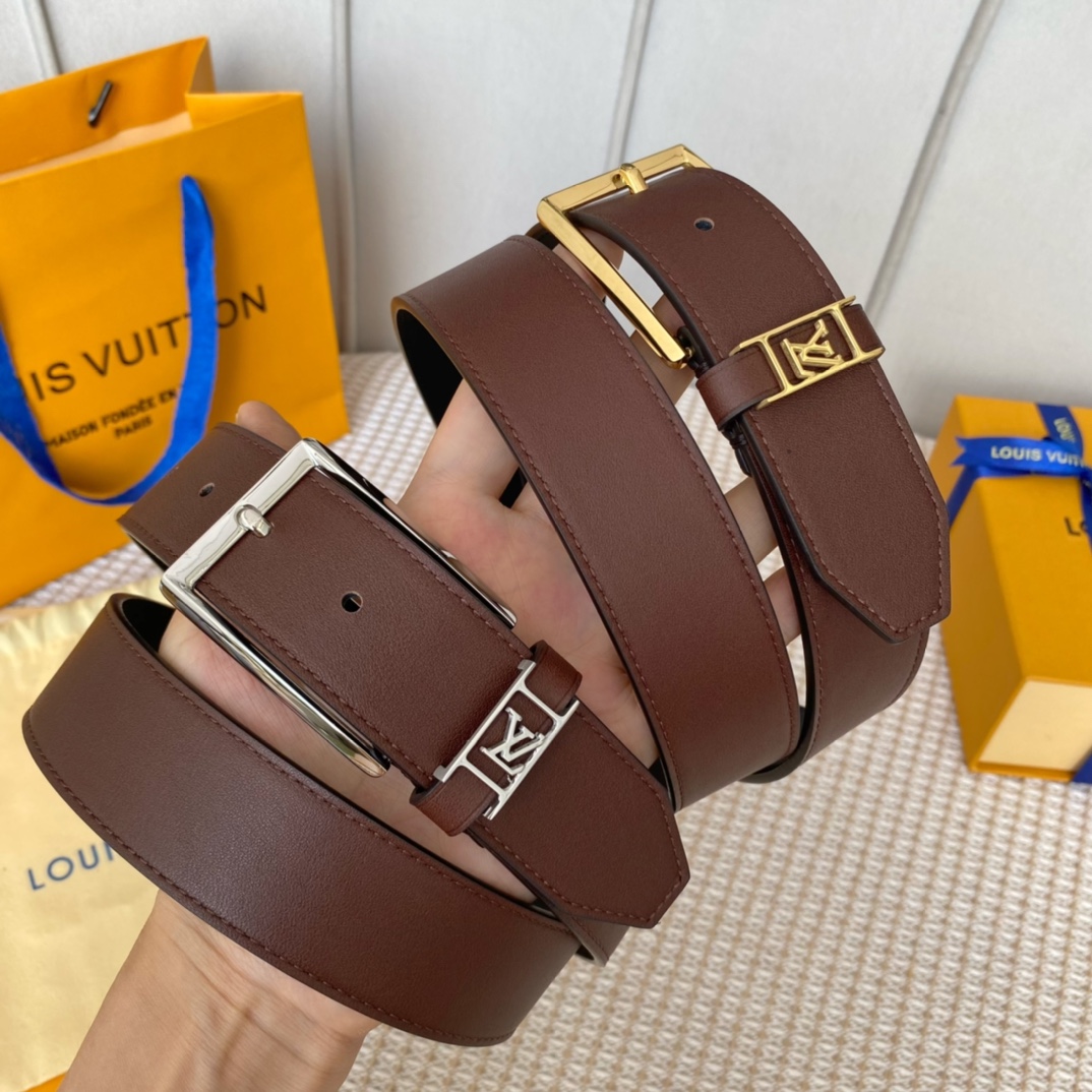 Louis Vuitton Belts Lychee Pattern Men Calfskin Cowhide Casual