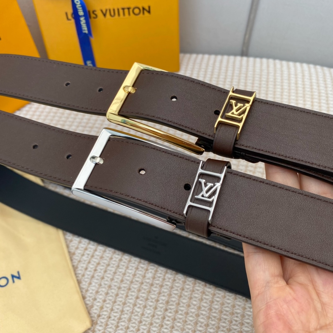 Louis Vuitton Belts Lychee Pattern Men Calfskin Cowhide Casual