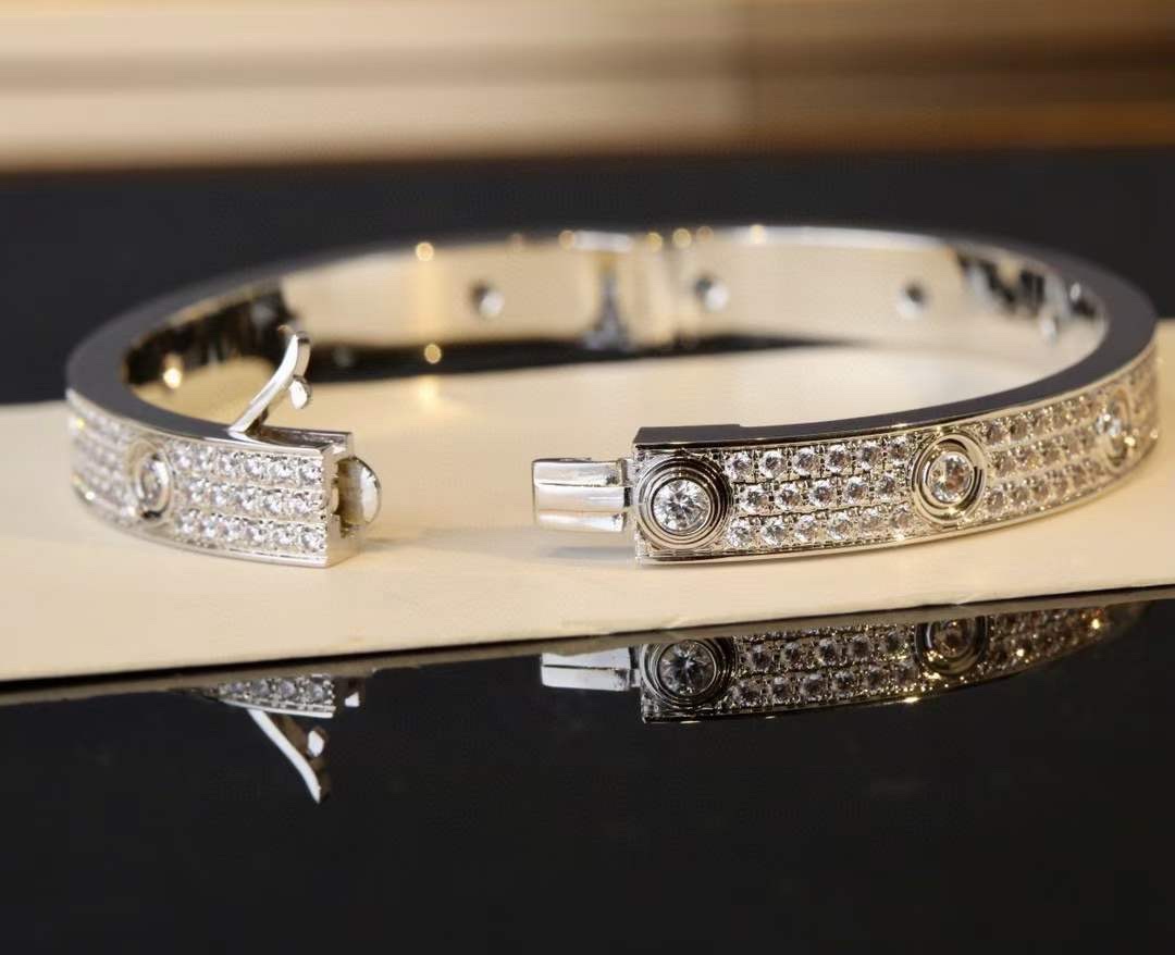 Cartier Cartier/卡地亚 主钻十钻宽版满天星手镯 银色