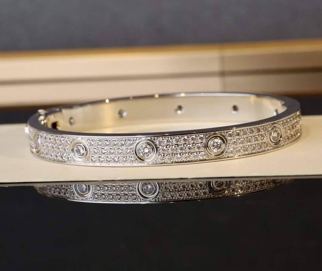 Cartier Cartier/卡地亚 主钻十钻宽版满天星手镯 银色