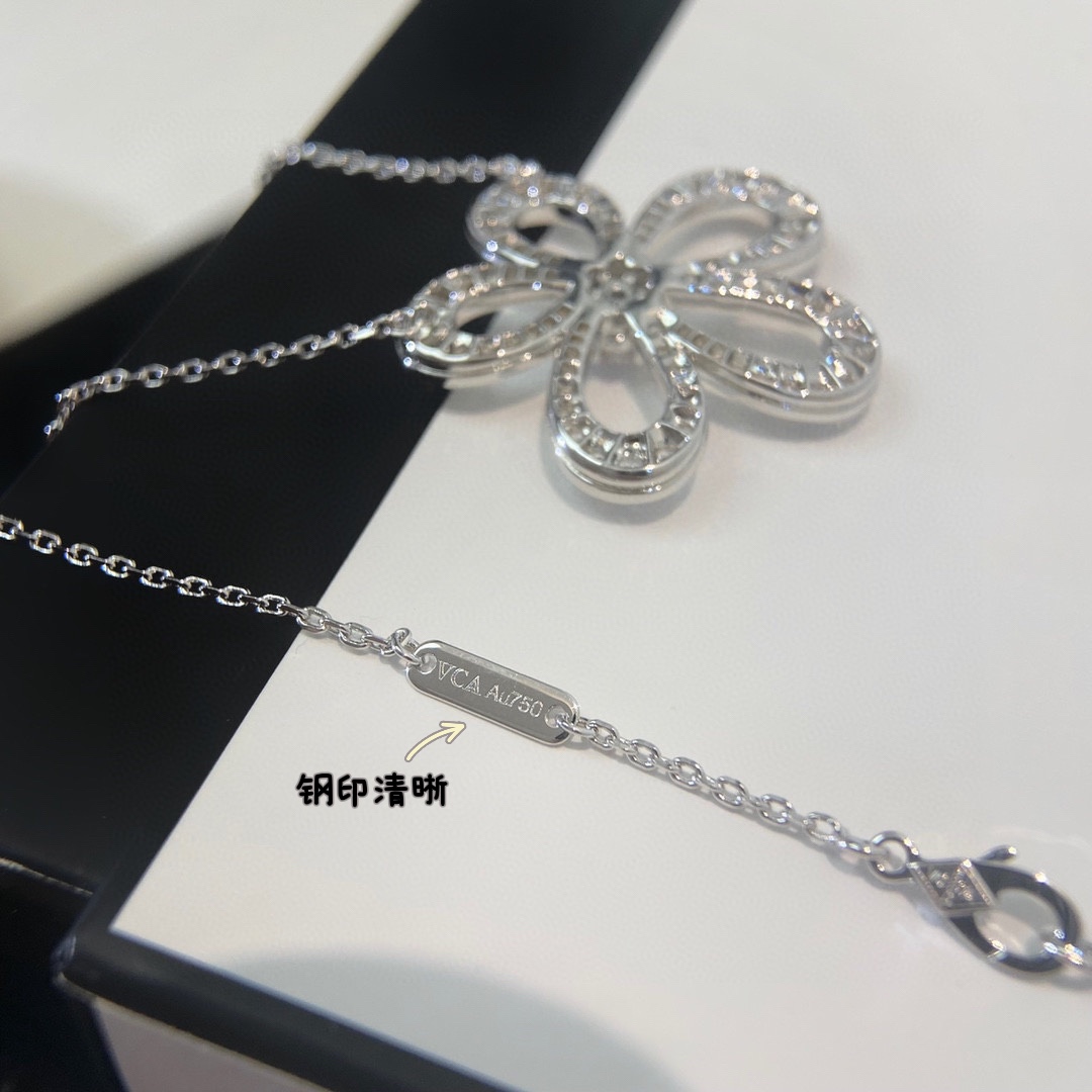 Van Cleef & Arpels vca flowerlace满钻大花项链升级cnc菱形扣