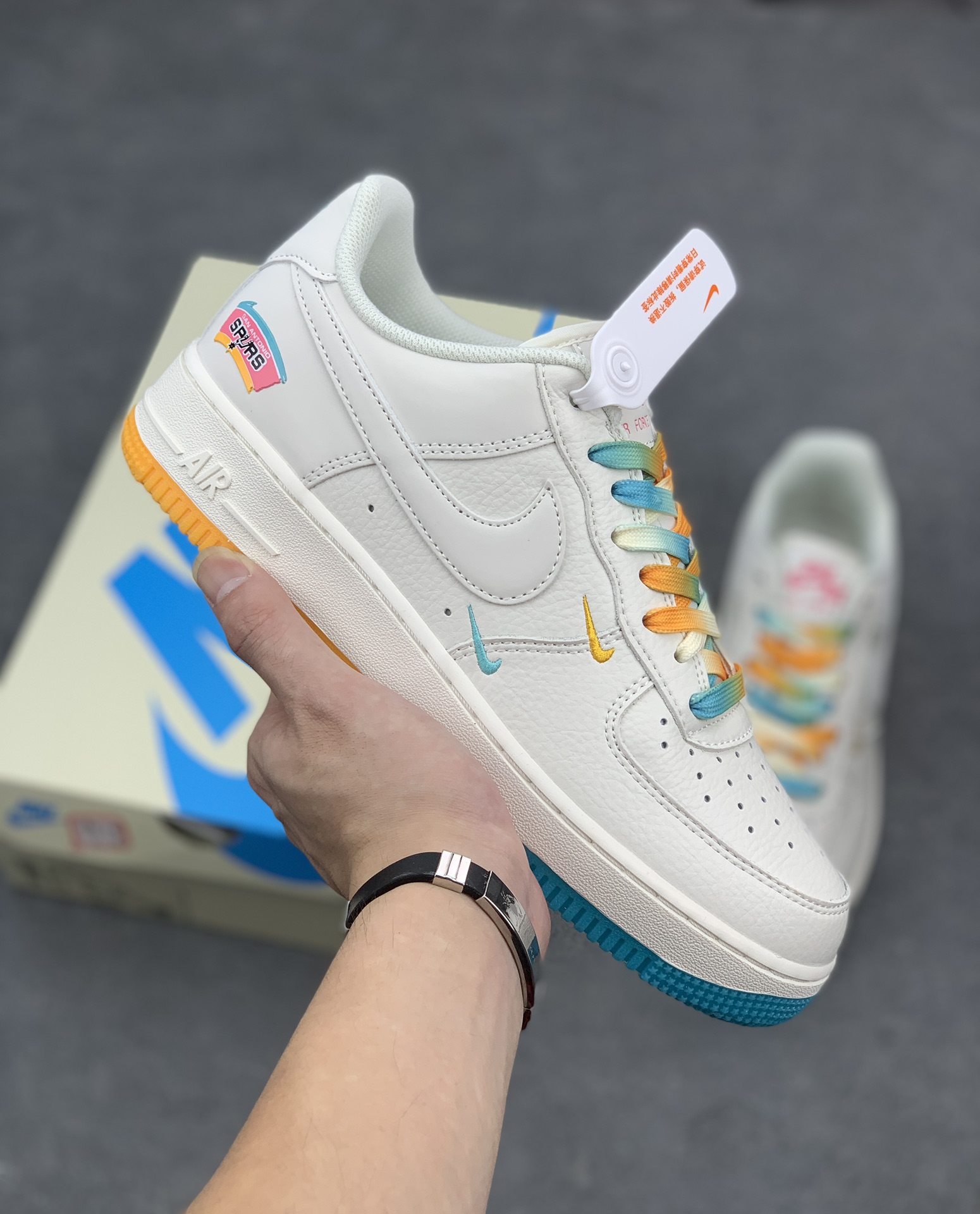 NBA x Nike Air Force 1 Low 'San Antonio Spurs' White/Yellow/Blue Sneakers