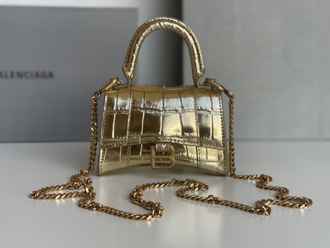 Balenciaga Borse Hourglass Borse Mini Oro Catene