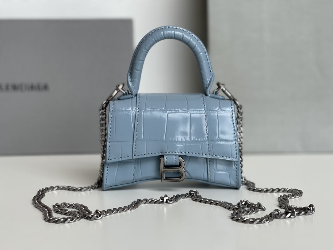 Balenciaga Borse Hourglass Borse Mini Blu Catene