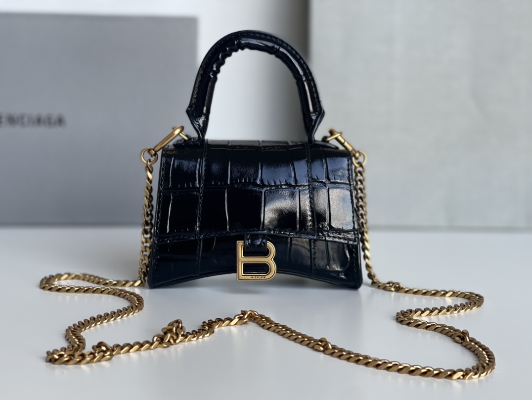 Designer di migliore qualità
 Balenciaga Borse Hourglass Borse Mini Nero Hardware oro Catene