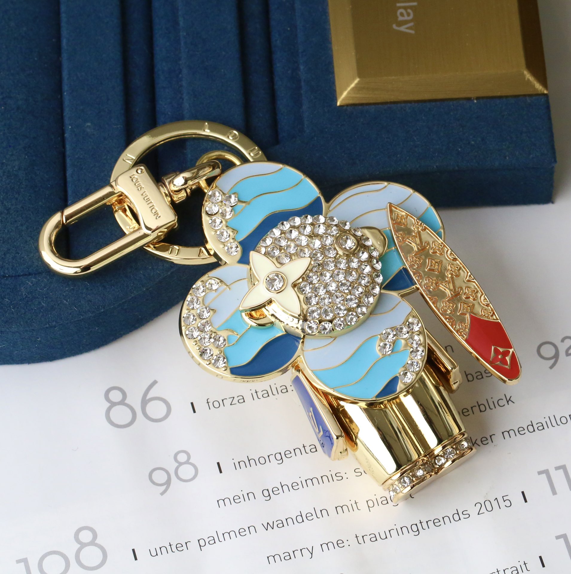 Sunflower Keychain with Diamond Accents - Front View