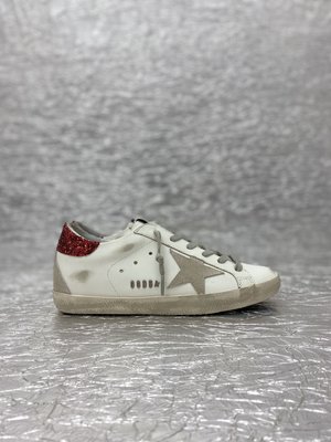 AAA+ Golden Goose Skateboard Shoes Gold Red Cowhide