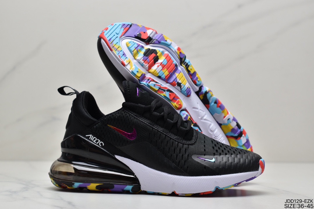 120 耐克Nike Wmns Air Max 270 React SE”Black Worldwide”270瑞亚赛车系列后半掌气垫百搭运动慢跑鞋