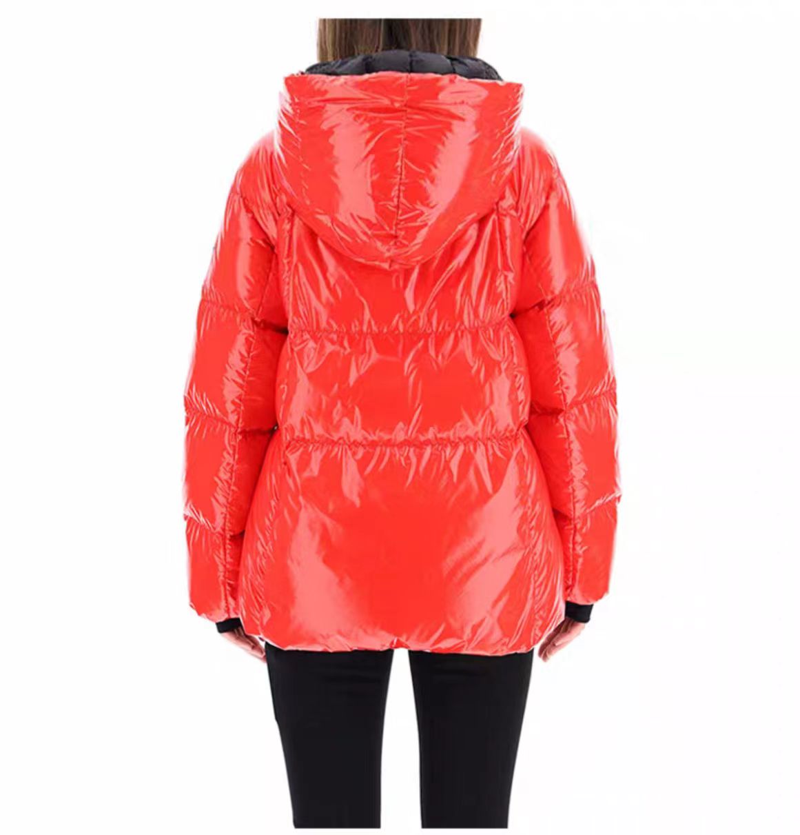 2022蒙口Moncler冬季女士FENIS亮面绗缝腰带收腰连帽滑雪服羽绒服