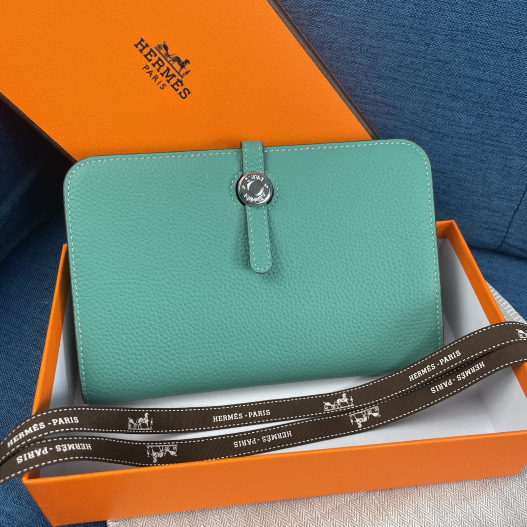 Hermès Dogon Duo Portemonnee Togo Leer - Afneembare Portemonnee - Mint Groen