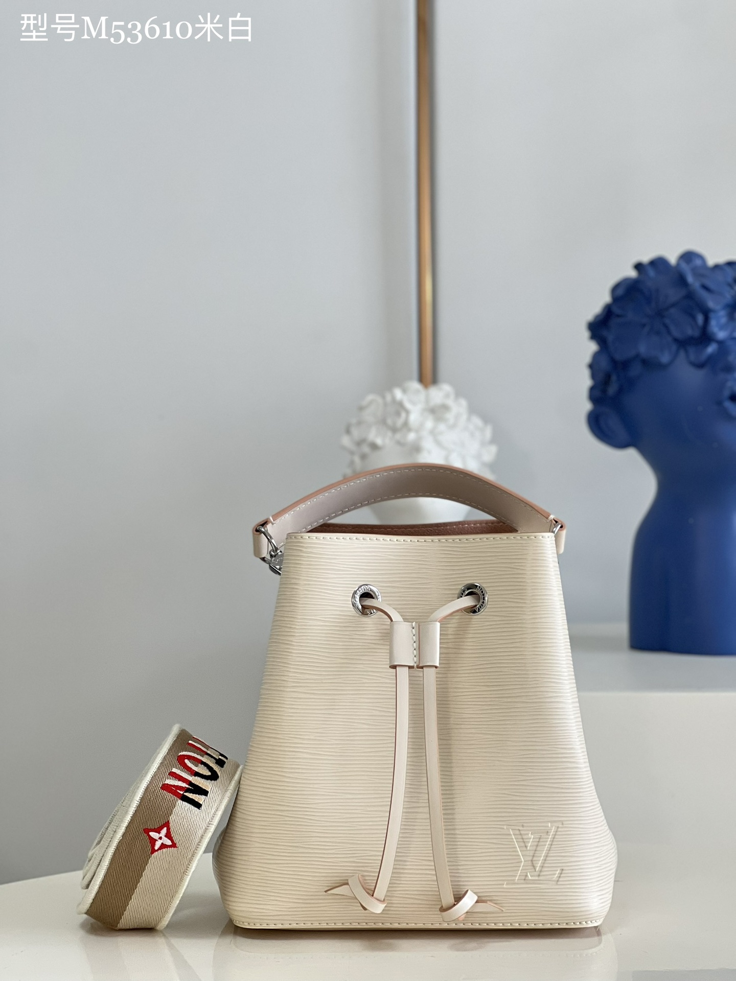 Louis Vuitton LV NeoNoe Bucket Bags Beige Pink White Embroidery Epi M53610