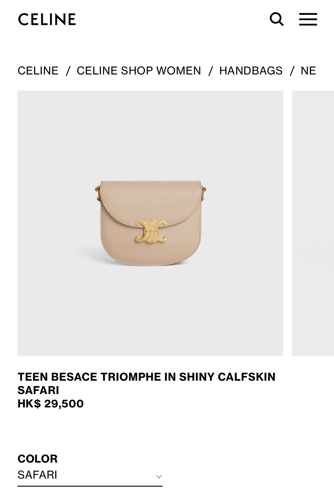 CELINE TEEN BESACE TRIOMPHE 18.5CM BAG 110413裸色