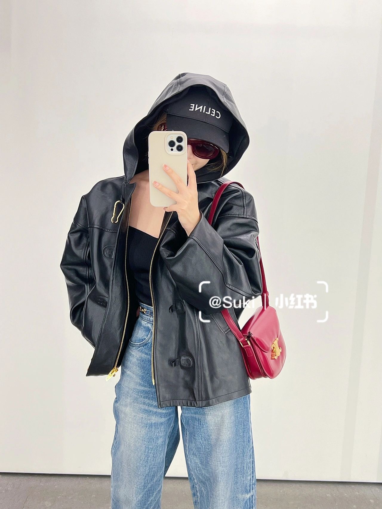 CELINE TEEN BESACE TRIOMPHE 18.5CM BAG 110413深红色