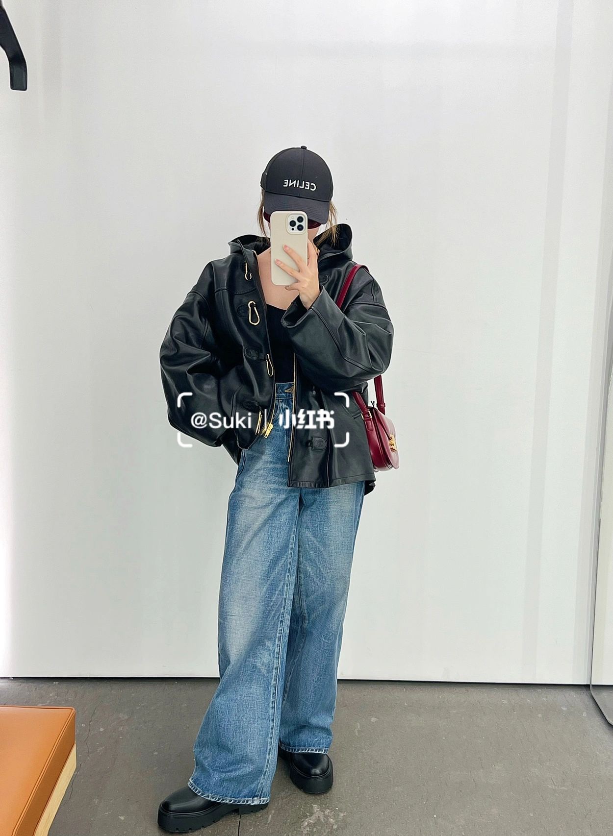 CELINE TEEN BESACE TRIOMPHE 18.5CM BAG 110413深红色