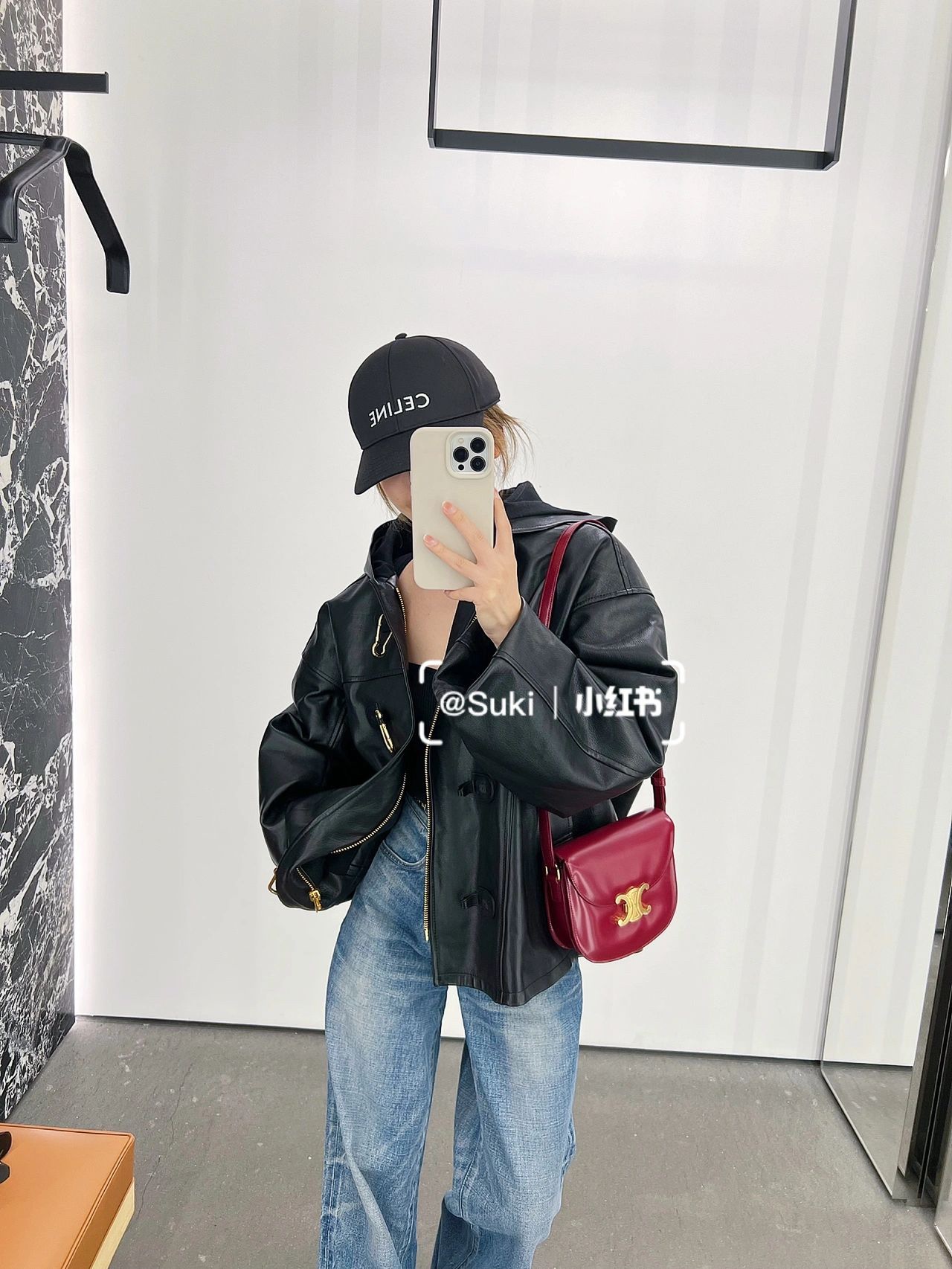 CELINE TEEN BESACE TRIOMPHE 18.5CM BAG 110413深红色