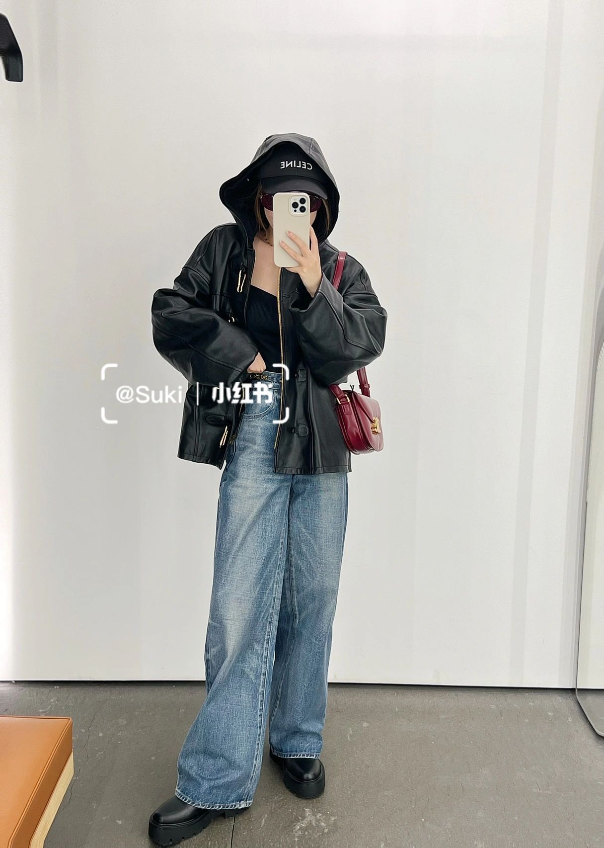 CELINE TEEN BESACE TRIOMPHE 18.5CM BAG 110413深红色