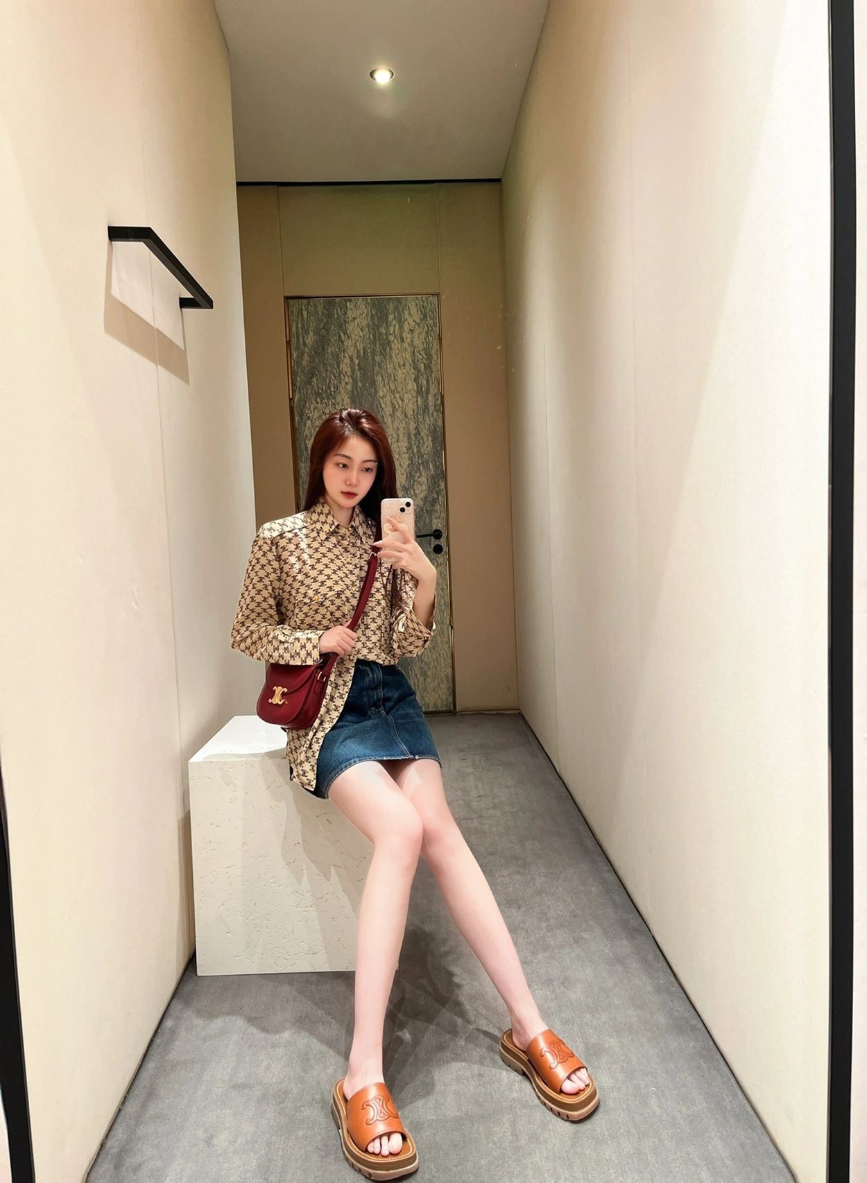 CELINE TEEN BESACE TRIOMPHE 18.5CM BAG 110413深红色