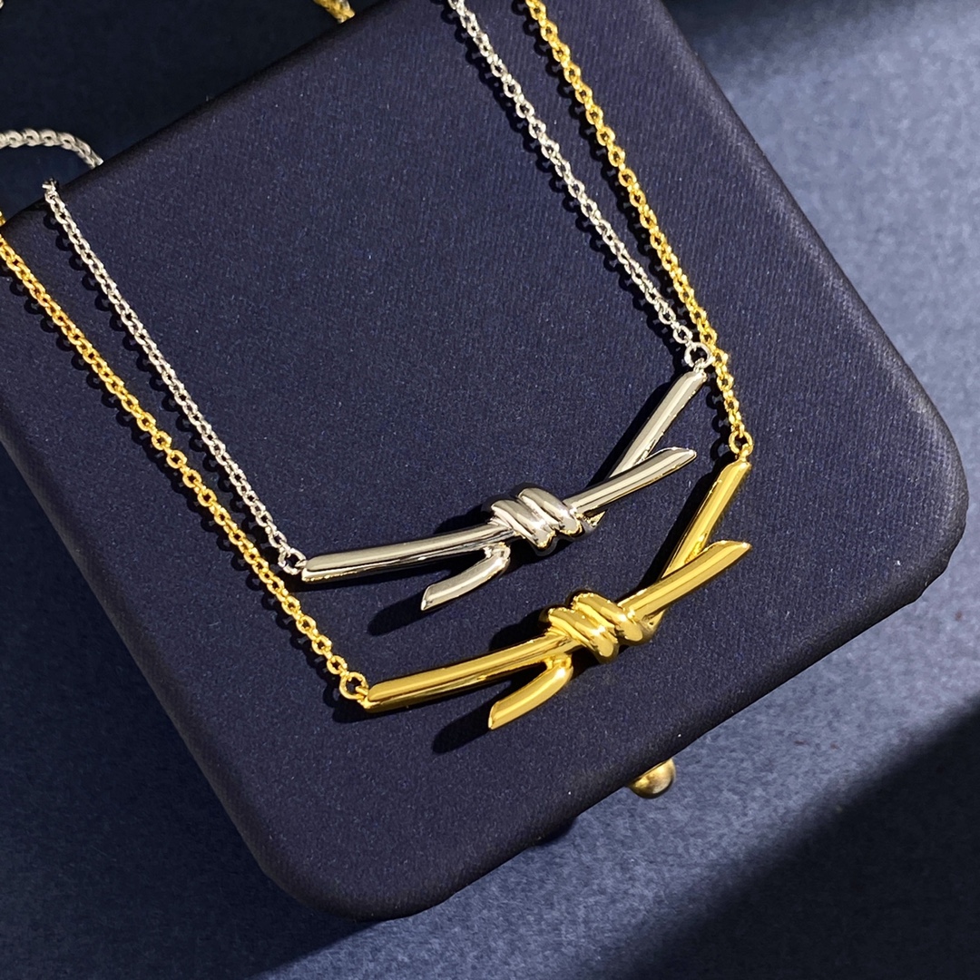 Tiffany & Co. 项链童瑶宋轶同款TFN蒂芙尼Tiffany knot 绳结光面项链到货 电镀18k金白金 2个色:黄金色 白金色