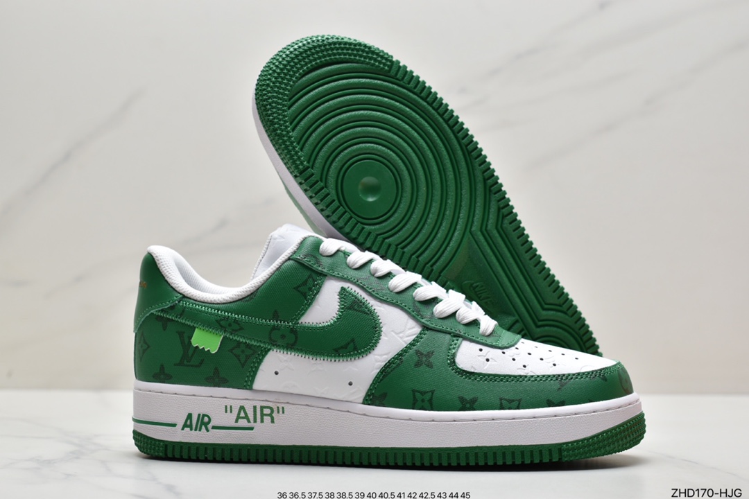 300 超奢联名 路易威登 LV×Nike Air Force 1 Low 07 空军一号 纯白花纹LV3369-100