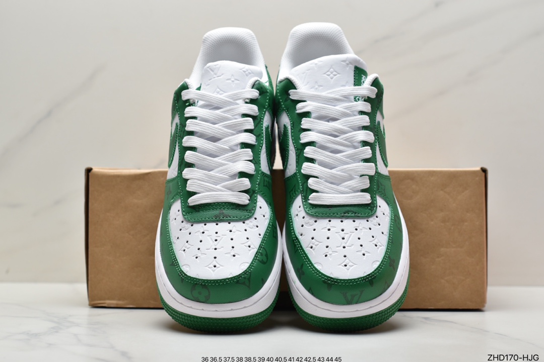 300 超奢联名 路易威登 LV×Nike Air Force 1 Low 07 空军一号 纯白花纹LV3369-100