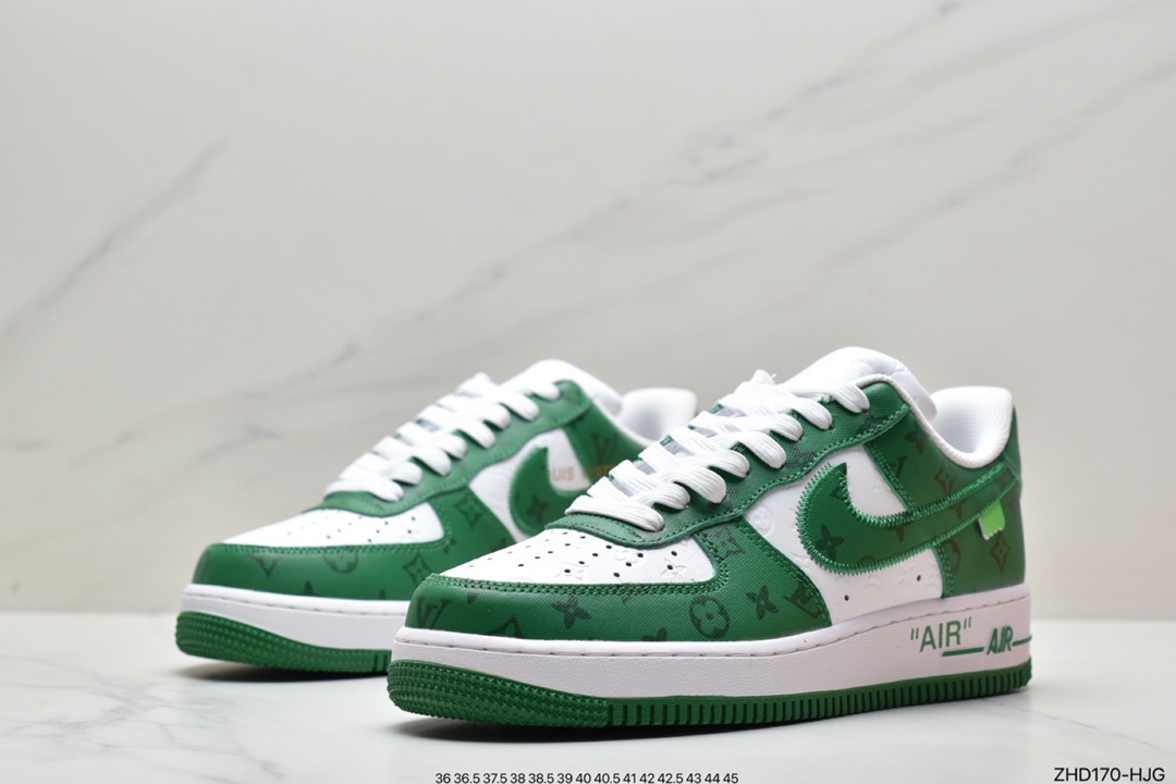 300 超奢联名 路易威登 LV×Nike Air Force 1 Low 07 空军一号 纯白花纹LV3369-100