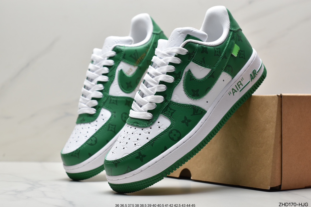 300 超奢联名 路易威登 LV×Nike Air Force 1 Low 07 空军一号 纯白花纹LV3369-100