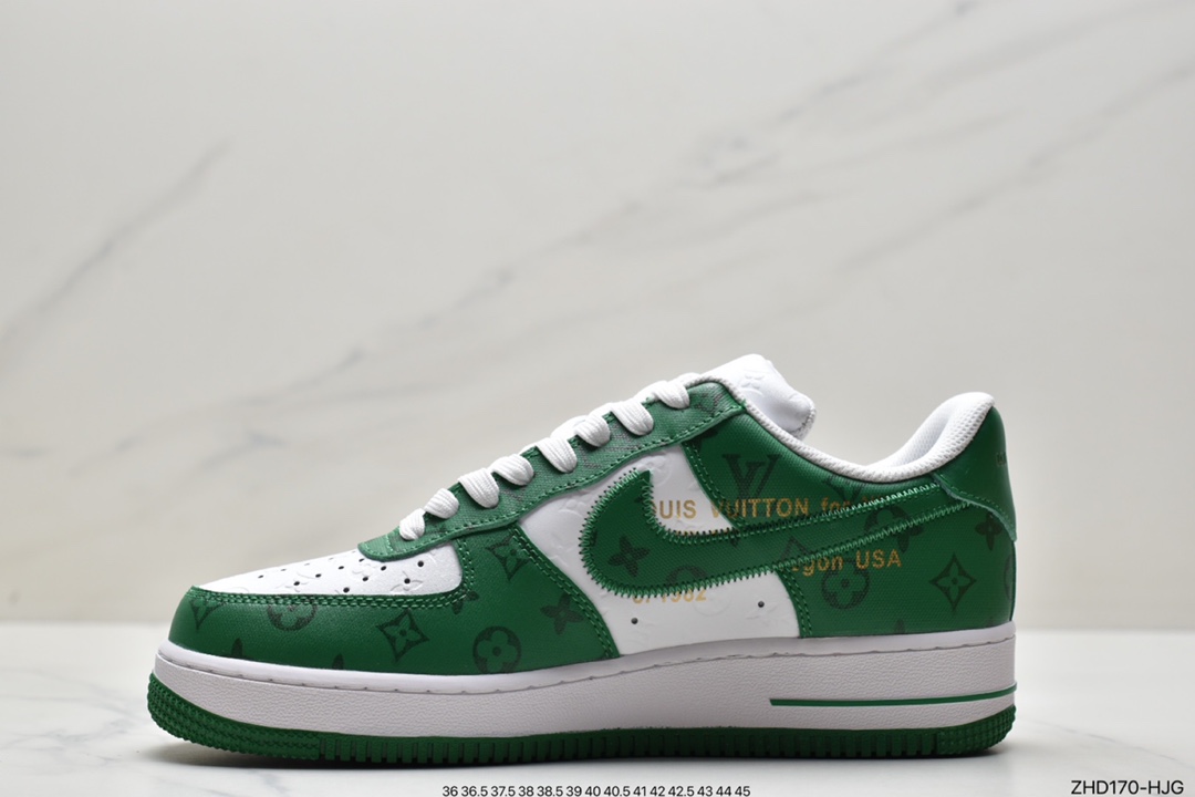 300 超奢联名 路易威登 LV×Nike Air Force 1 Low 07 空军一号 纯白花纹LV3369-100