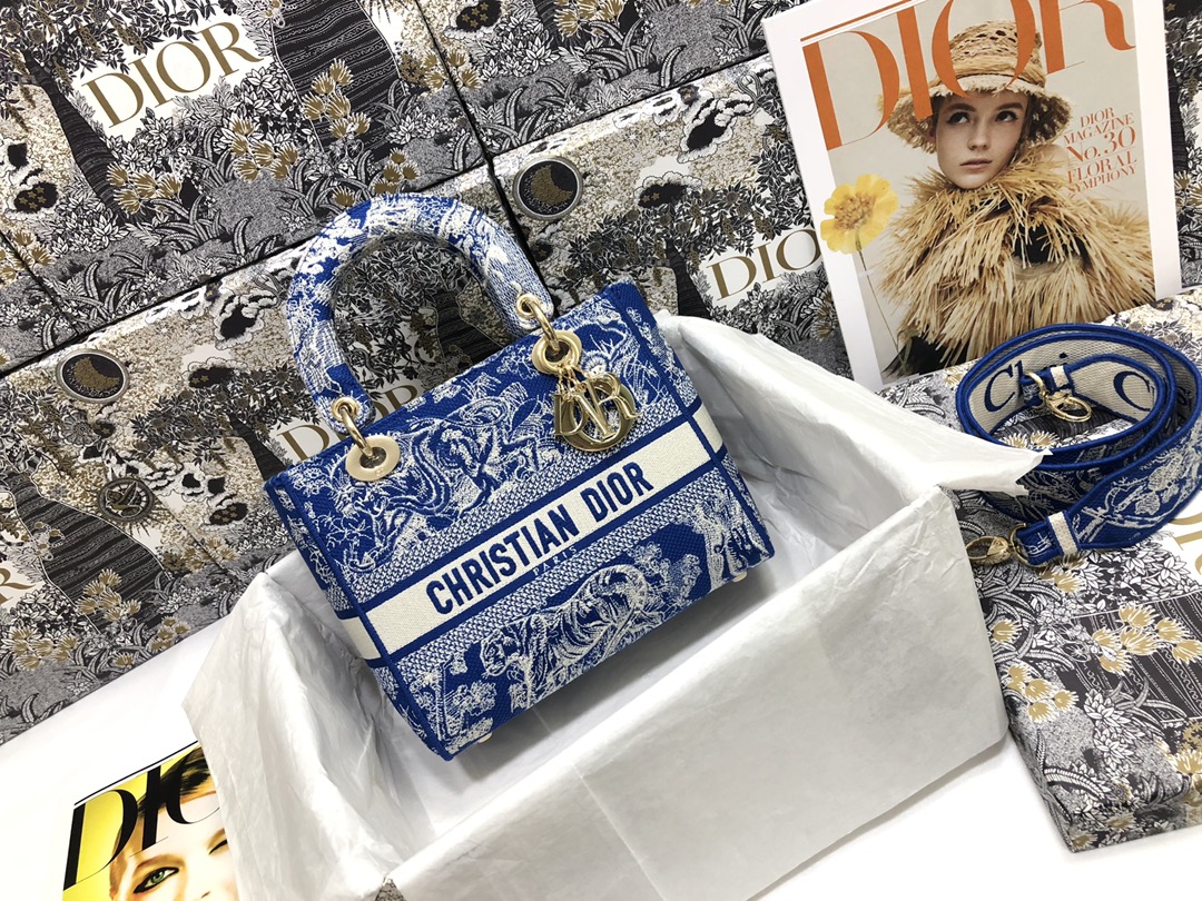 Dior Blau Gold Stickerei Lady