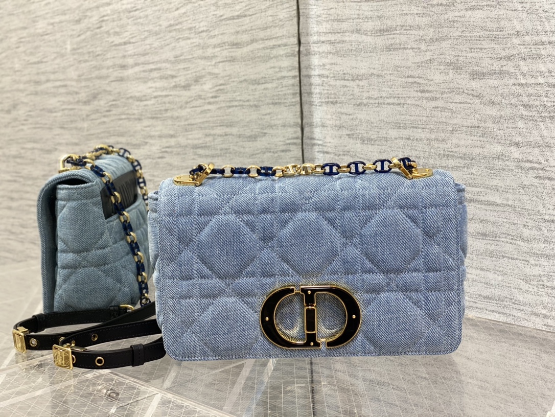 DIOR Caro Denim Cannage Chain Bag Flap Bag